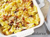 Pasta col, beicon champiñones gratinados